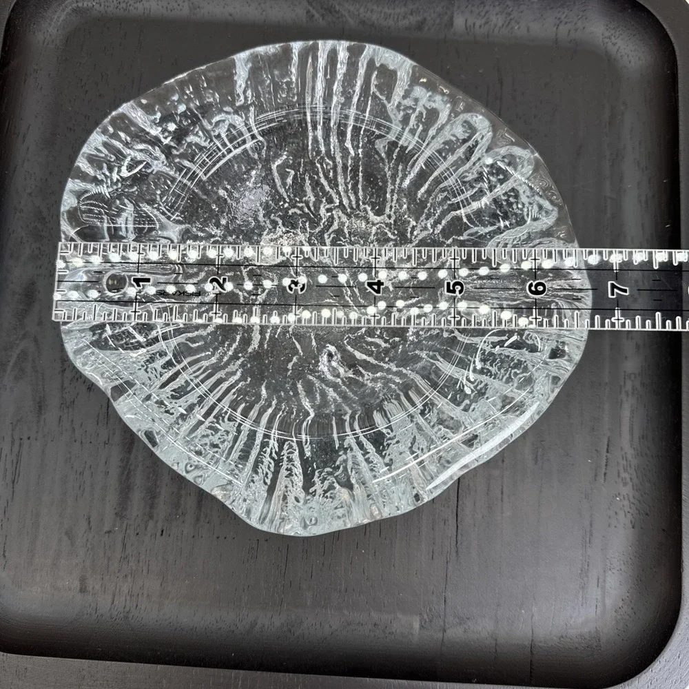 Blenko Ice Bark Ashtray/Bowl Clear Textured Glass Footed Vintage MCM 7